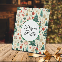 Feestelijke Winterpatroon Baby shower Luier Raffle Reclamebord Met Voetstuk