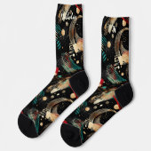 Feestelijke winterse Sokken in Blauwgroen, Gold en (Links)