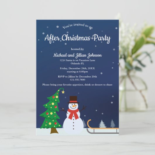 Feestelijke wintersneeuwman na kerstfeest kaart (Staand voorkant)