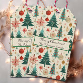 Feestelijke wintervakantiepatroon cadeaulabel