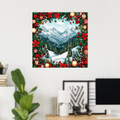 Feestelijke winterwonderlandscène poster (Thuiskantoor)