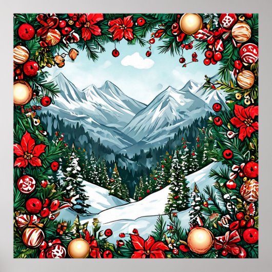Feestelijke winterwonderlandscène poster (Voorkant)