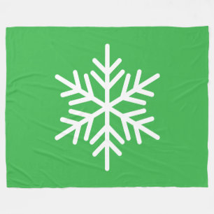 Feestelijke witte Alpen-sneeuwvlok op Kelly groen Fleece Deken