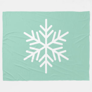 Feestelijke witte Alpen-sneeuwvlok op licht mintgr Fleece Deken