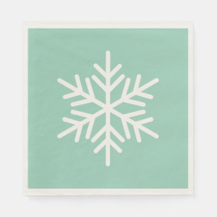 Feestelijke witte Alpen-sneeuwvlok op licht teal Servet