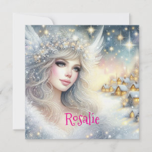 Feestelijke witte aquarel etherische vorst sneeuw feestdagenkaart