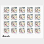 Feestelijke witte aquarel etherische vorst sneeuw vierkante sticker (Vel)