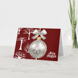 Feestelijke Witte Bomen Kerst Ornament Rood Kaart