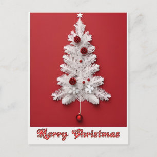 Feestelijke Witte Boom Rode Versieringen Kerstster Briefkaart
