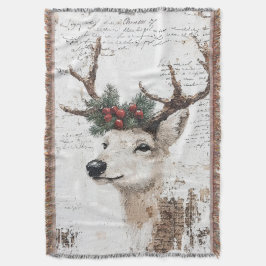 Feestelijke witte herten kerstvakantie deken