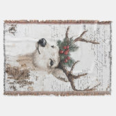 Feestelijke witte herten kerstvakantie deken (Voorkant)