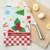 Feestelijke Witte Kerst Keuken Handdoek (Quarter Fold)