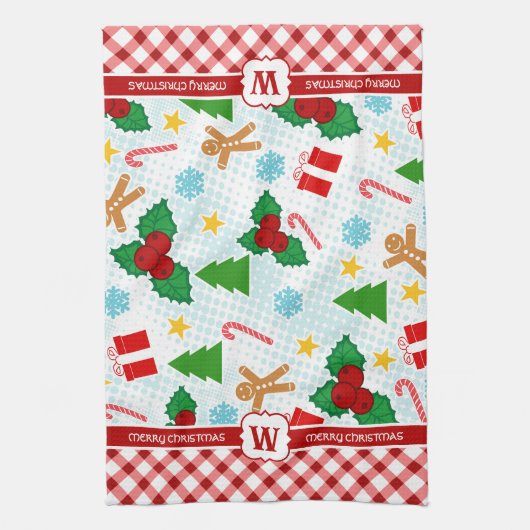 Feestelijke Witte Kerst Keuken Handdoek (Verticaal)