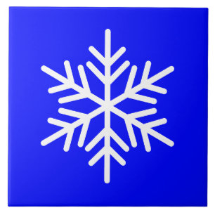 Feestelijke witte Nordic Snowflake op Bold Royal B Tegeltje
