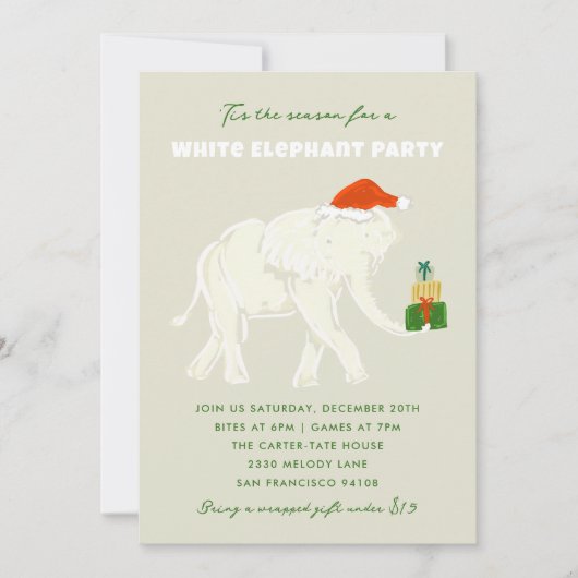 Feestelijke Witte Olifant Feest geïllustreerd Kaart (Voorkant)