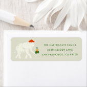 Feestelijke Witte Olifant Geïllustreerd Terugkeer  Etiket (Insitu)