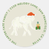 Feestelijke Witte Olifant Geïllustreerd Terugkeer Ronde Sticker (Voorkant)