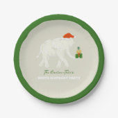 Feestelijke Witte Olifant Party Geïllustreerd Cust Papieren Bordje (Voorkant)
