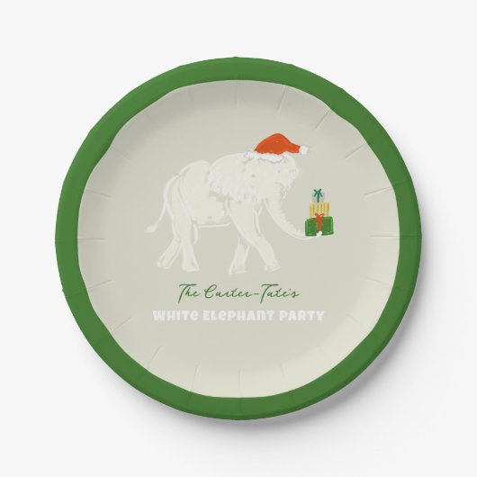 Feestelijke Witte Olifant Party Geïllustreerd Cust Papieren Bordje (Voorkant)