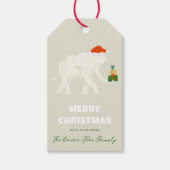 Feestelijke Witte Olifant Vrolijk Kerstcadeau Labe Cadeaulabel (Voorkant)