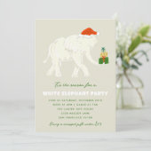 Feestelijke witte olifanten partij geïllustreerd kaart (Staand voorkant)