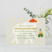 Feestelijke witte olifanten partij geïllustreerd kaart (Staand voorkant)