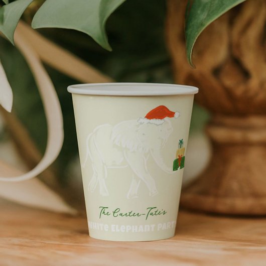 Feestelijke witte olifanten partij geïllustreerd papieren bekers