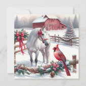 Feestelijke Witte Paard en Kardinaal Kerstmis Feestdagenkaart (Voorkant)