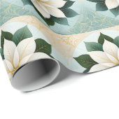 Feestelijke witte poinsettia cadeaupapier (Rol Hoek)