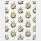 Feestelijke witte poinsettia kerstfleece deken (Voorkant)