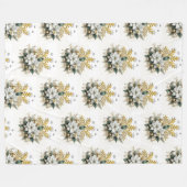 Feestelijke witte poinsettia kerstfleece deken (Voorkant (Horizontaal))