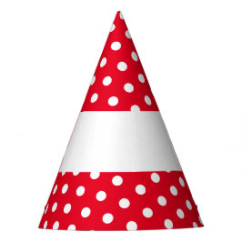 Feestelijke witte polka stippen met rode achtergro feesthoedjes