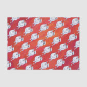 Feestelijke Witte Pommerse Pup Patroon op Rood Tissuepapier (Voorkant)