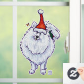 Feestelijke witte Pommerse raamkleuring Raamsticker (Huis)