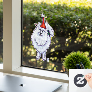Feestelijke witte Pommerse raamkleuring Raamsticker