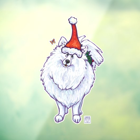 Feestelijke witte Pommerse raamkleuring Raamsticker (Vel 3)