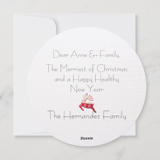 Feestelijke Witte & Rode Kerst Brei Rendier Feestdagenkaart (Achterkant)