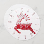 Feestelijke Witte & Rode Kerst Brei Rendier Feestdagenkaart (Voorkant / Achterkant)