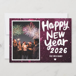 Feestelijke witte roze gelukkig nieuwjaar 2026 fot feestdagenkaart