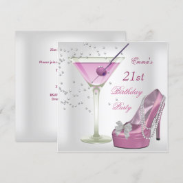 Feestelijke witte roze martini-schoenen voor 21e v kaart
