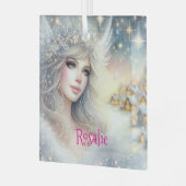 Feestelijke witte waterverf etherische vorst sneeu glas ornament (Voorkant links)