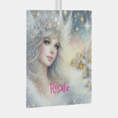 Feestelijke witte waterverf etherische vorst sneeu glas ornament (Voorkant Rechts)