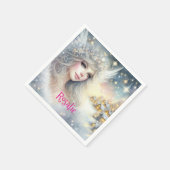 Feestelijke witte waterverf etherische vorst sneeu servet (Hoek)