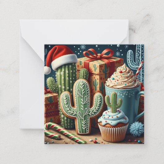 Feestelijke woestijn kerstscene notitiekaartje (Voorkant)