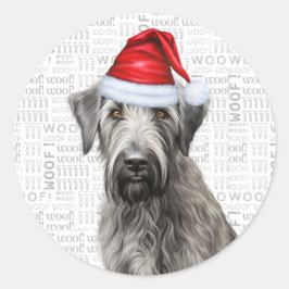 Feestelijke Wolfshond Hond Woof Woord Kunst Kerstm Ronde Sticker