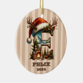 Feestelijke Woodland Letter F  winterscène Keramisch Ornament (Rechts)