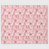 Feestelijke woorden roze & rood inpakpapier (Vlak)