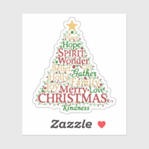 Feestelijke Woordkunst Kerstboom Vrede Hoop Vreu Sticker