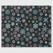 Feestelijke Wrap Wonderland 'Blauwe Sneeuwvlokken Cadeaupapier (Vlak)