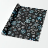 Feestelijke Wrap Wonderland 'Blauwe Sneeuwvlokken Cadeaupapier (Uitgerold)